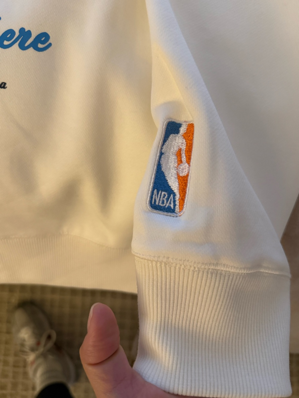 Terez White Knicks Graphic Sweatshirt with Orange & Blue Logo - Picture 5 of 6